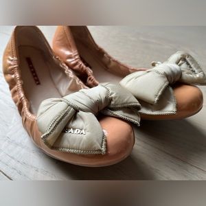PRADA leather ballet flats with bow